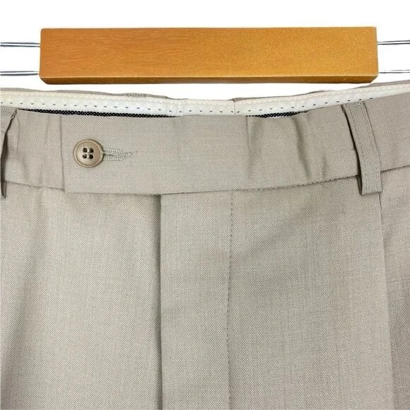 Pierre cardin Mens Vintage Beige Lined Pleated Dress Pant US 34 Short - Picture 5 of 16